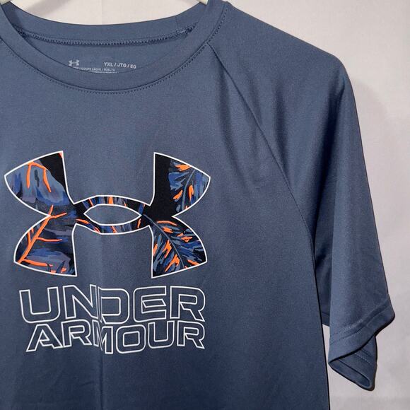 Under Armour Gray/blue Shirt boys size youth XL - Picture 3 of 7
